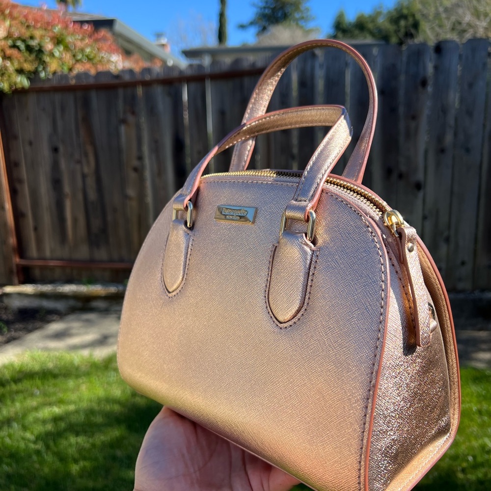 KATE SPADE ROSE GOLD METALLIC SATCHEL - Picture 2 of 13